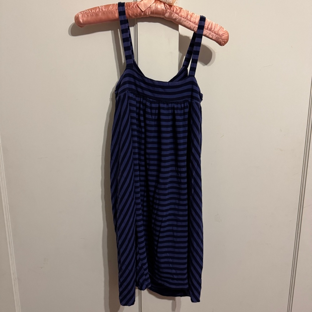 Ella moss Navy and purple striped mini babydoll dress